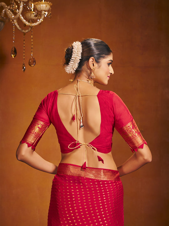 Chinon Party Wear Saree With Blouse Piece