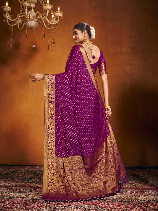 Chinon Party Wear Saree With Blouse Piece