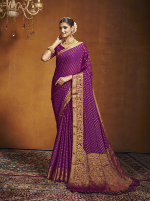 Chinon Party Wear Saree With Blouse Piece