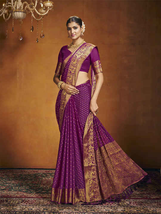 Chinon Party Wear Saree With Blouse Piece