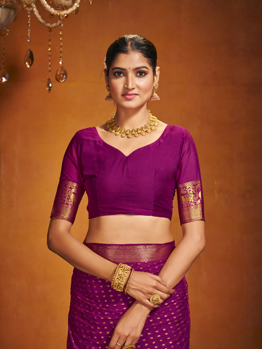 Chinon Party Wear Saree With Blouse Piece