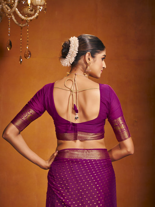 Chinon Party Wear Saree With Blouse Piece