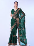 Green Embroidered Pure Chiffon Heavy Work Saree