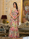 Green Georgette Ready Made Saree