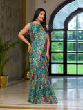 Green Georgette Ready Made Saree
