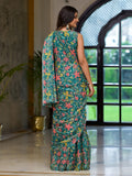 Green Georgette Ready Made Saree