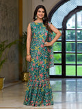 Green Georgette Ready Made Saree