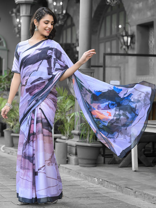 Light Purple Georgette Ready To Wear Saree