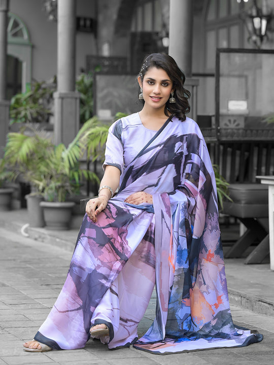 Light Purple Georgette Ready To Wear Saree