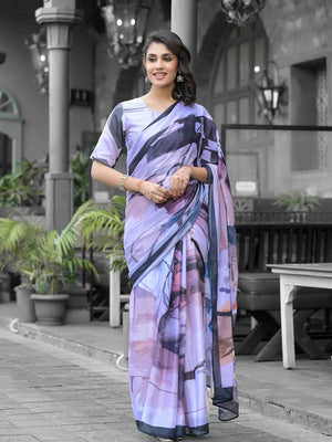 Light Purple Georgette Ready To Wear Saree
