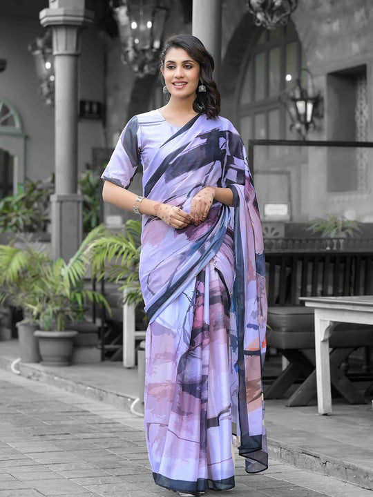 Light Purple Georgette Ready To Wear Saree