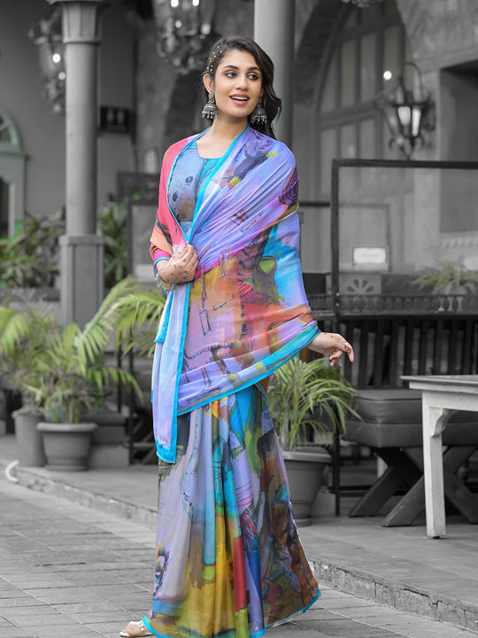 Multi Georgette Ready To Wear Saree