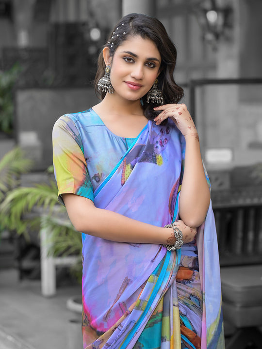 Multi Georgette Ready To Wear Saree