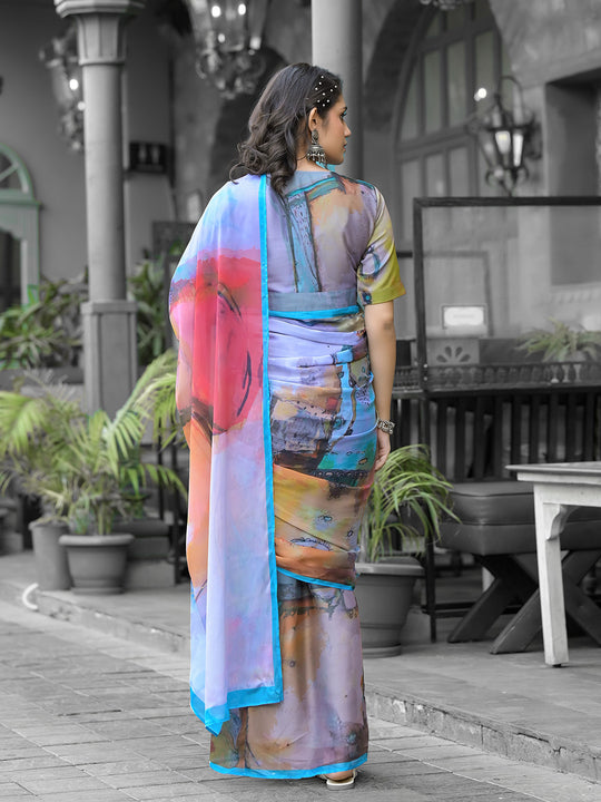 Multi Georgette Ready To Wear Saree