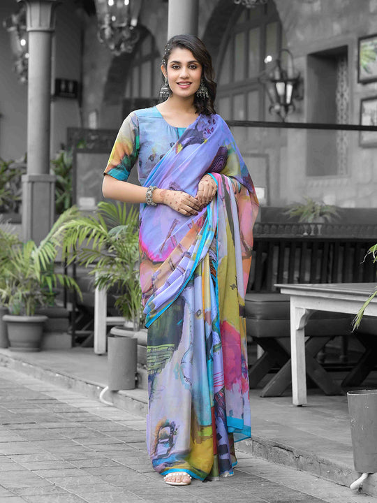 Multi Georgette Ready To Wear Saree