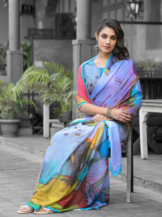 Multi Georgette Ready To Wear Saree