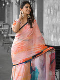 Orange Georgette Ready To Wear Saree
