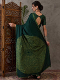 Green Semi Modal Saree With Blouse Piece
