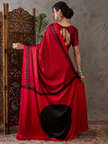 Red Semi Modal Saree With Blouse Piece
