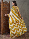Yellow Semi Modal Saree With Blouse Piece