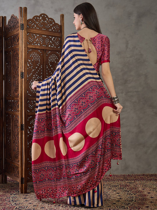 Purple Semi Modal Saree With Blouse Piece