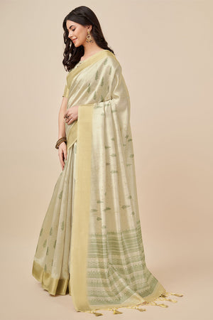 Beige Silk Saree With Blouse Piece