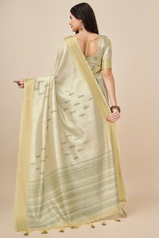 Beige Silk Saree With Blouse Piece