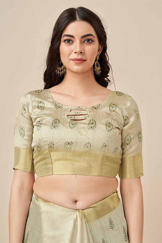 Beige Silk Saree With Blouse Piece