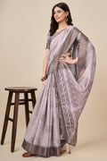 Purple Silk Saree With Blouse Piece