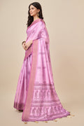 Pink Silk Saree With Blouse Piece