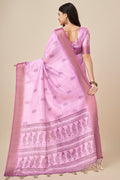 Pink Silk Saree With Blouse Piece