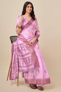 Pink Silk Saree With Blouse Piece