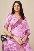 Pink Silk Saree With Blouse Piece