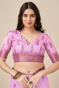 Pink Silk Saree With Blouse Piece