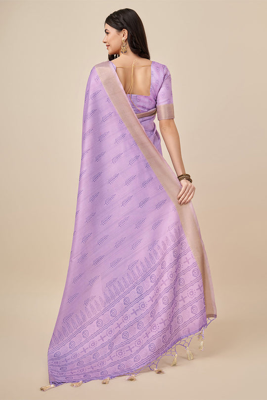 Purple Silk Saree With Blouse Piece