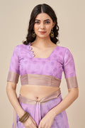 Purple Silk Saree With Blouse Piece