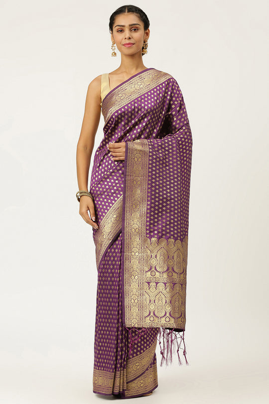 Plum Purple Banarasi Saree