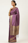 Plum Purple Banarasi Saree