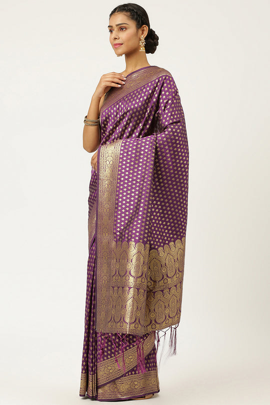 Plum Purple Banarasi Saree