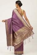 Plum Purple Banarasi Saree