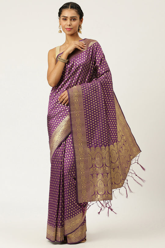 Plum Purple Banarasi Saree