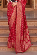 Deep Red Banarasi Silk Saree