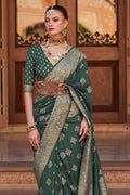 Dusky Green Banarasi Silk Saree