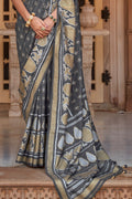 Pewter Grey Banarasi Silk Saree