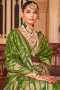 Olive Green Banarasi Silk Saree