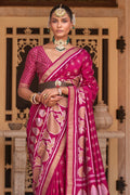 Magenta Pink Banarasi Silk Saree