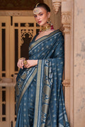 Dusky Blue Banarasi Silk Saree