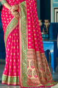 Vivid Pink Banarasi Saree