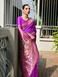 Purple Paithani Silk Saree With Blouse Piece