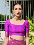 Purple Paithani Silk Saree With Blouse Piece